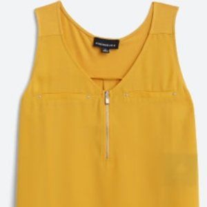 FORTUNE + IVY Lighton Zip Detail Mixed Material Blouse